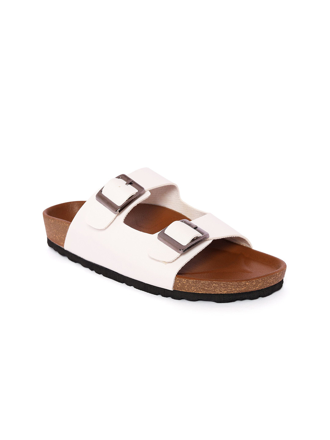 ASHO WITH FASHION MADE GLOBAL Women Double Strap Open Toe Flats with Buckles