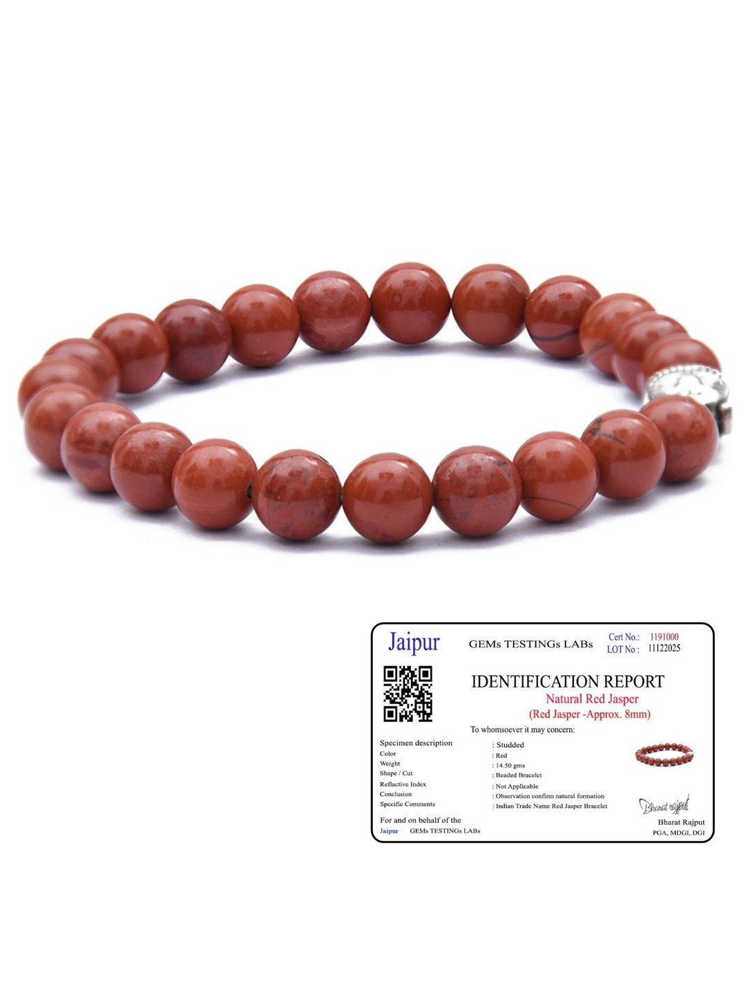 SENROAR Unisex Red Jasper And Buddha Beads Bracelet
