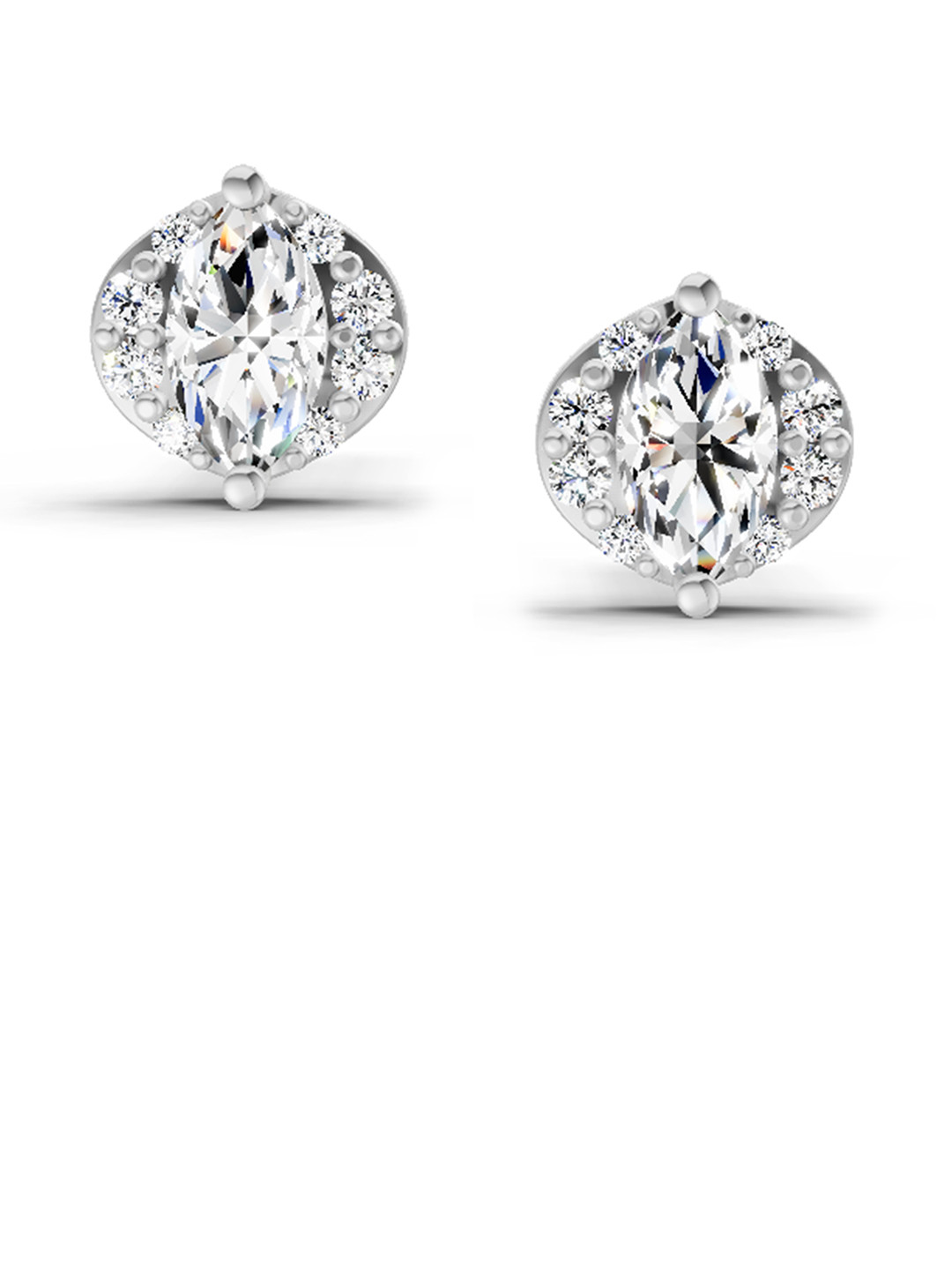 Sparkles 14K Yellow Gold Lab Grown Diamond 0.36 Carat Marquise Shape Diamond Stud Earrings