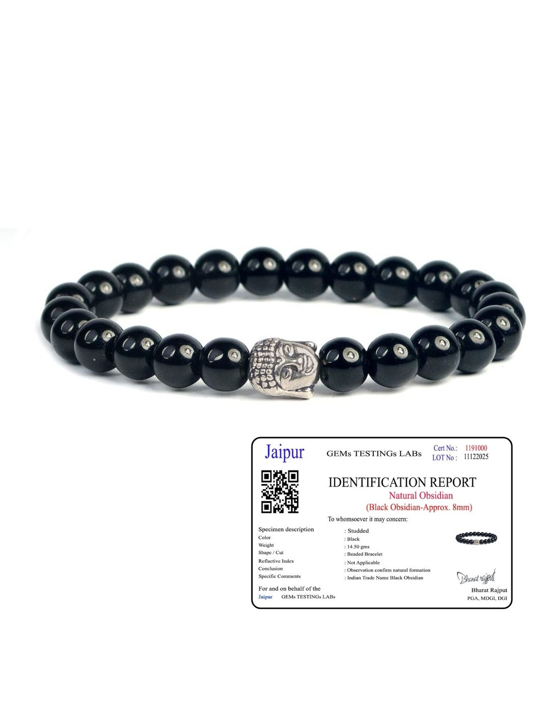 SENROAR Unisex Black Obsidian Buddha Agate Bracelet