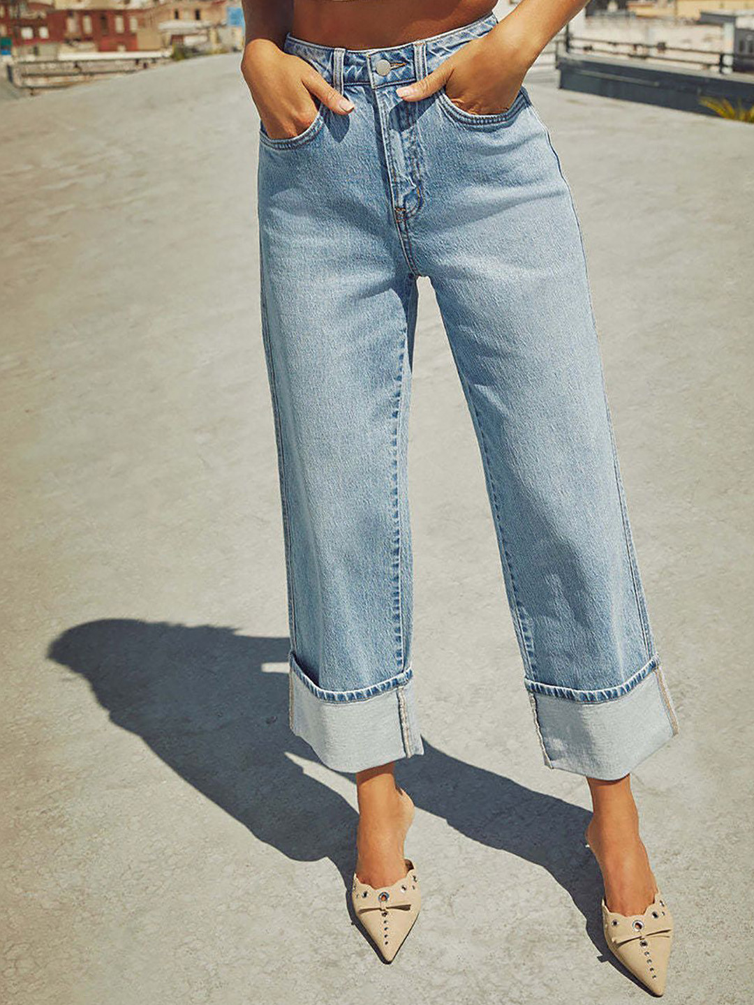 JC Mode Women Straight Fit High-Rise Light Fade Jeans