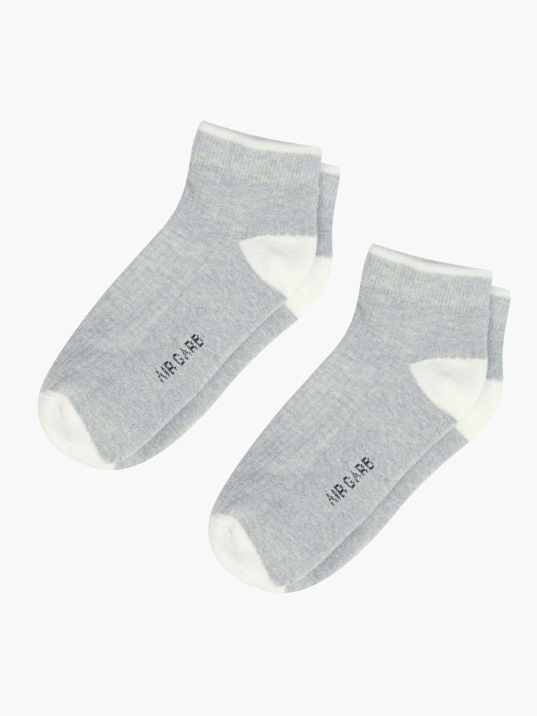 AIR GARB Pack of 2  Grey Pure Cotton Ribbed Low Ankle Socks
