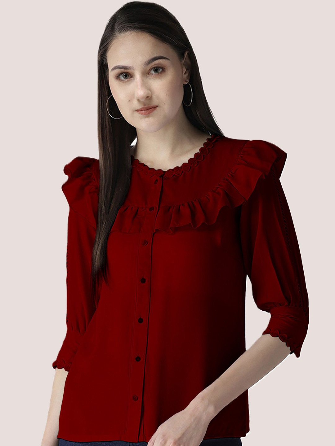 ORIEX THE ORIGINAL FASHION Crepe Shirt Style Top