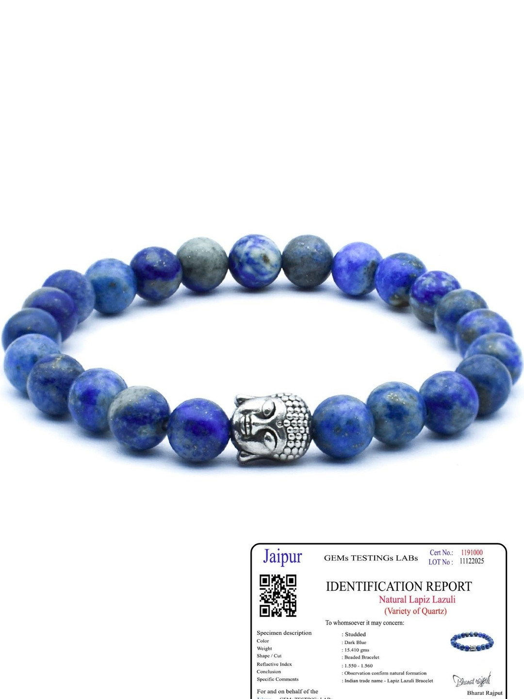 SENROAR Unisex Blue & Silver-Toned Buddha Charm Elasticated Plastic Bracelet