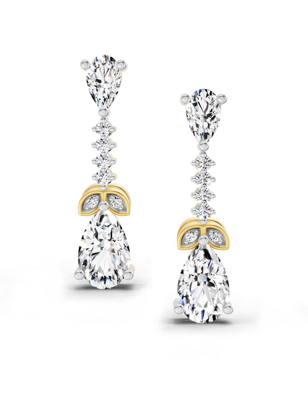 Sparkles 14K Yellow Gold Lab Grown Diamond 2.5 Carat Pear Shape Dangle Diamond Earrings