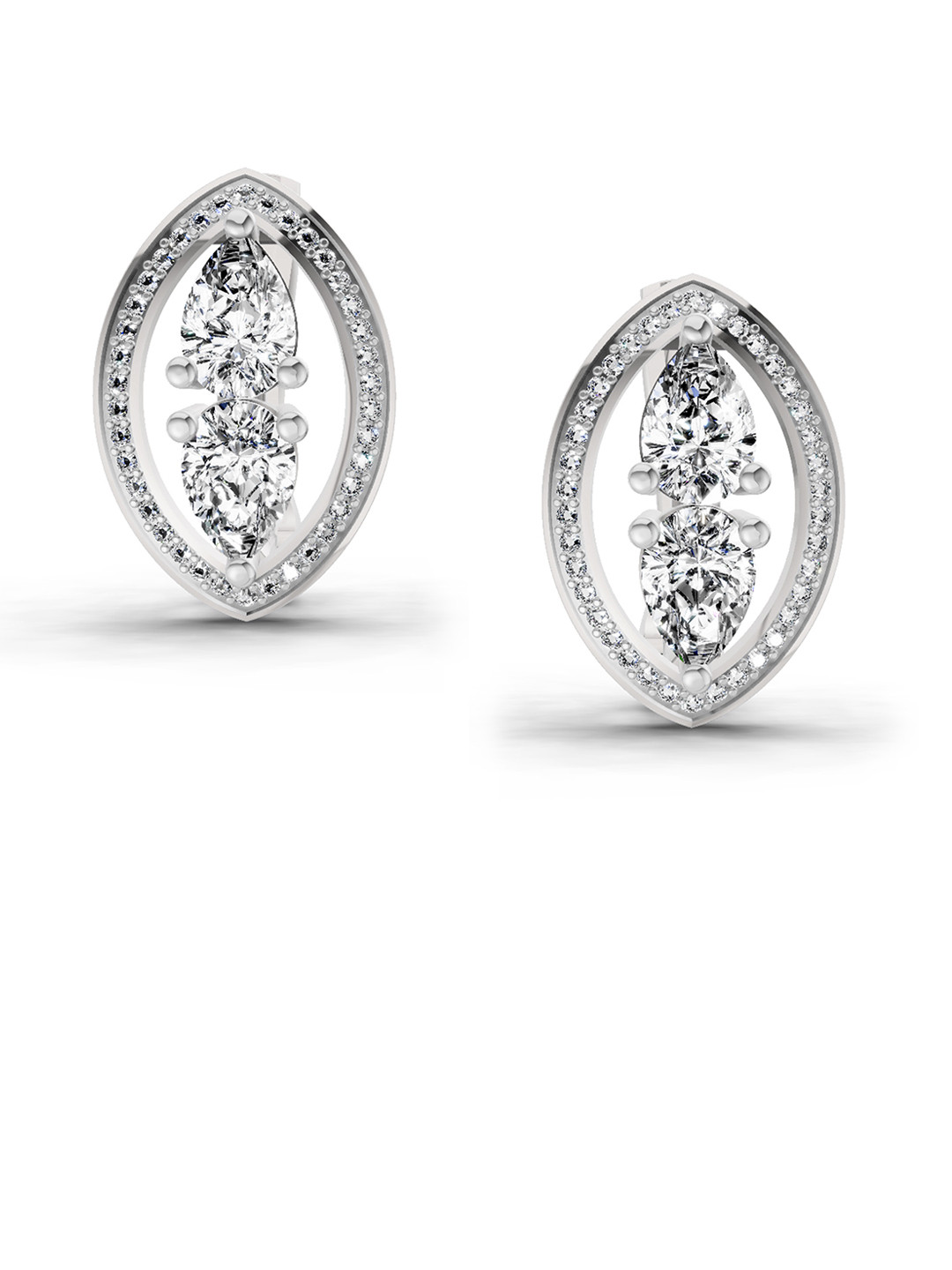 Sparkles 14K White Gold Lab Grown Diamond  2.63 Carat Pear Shape Cluster Diamond Earrings