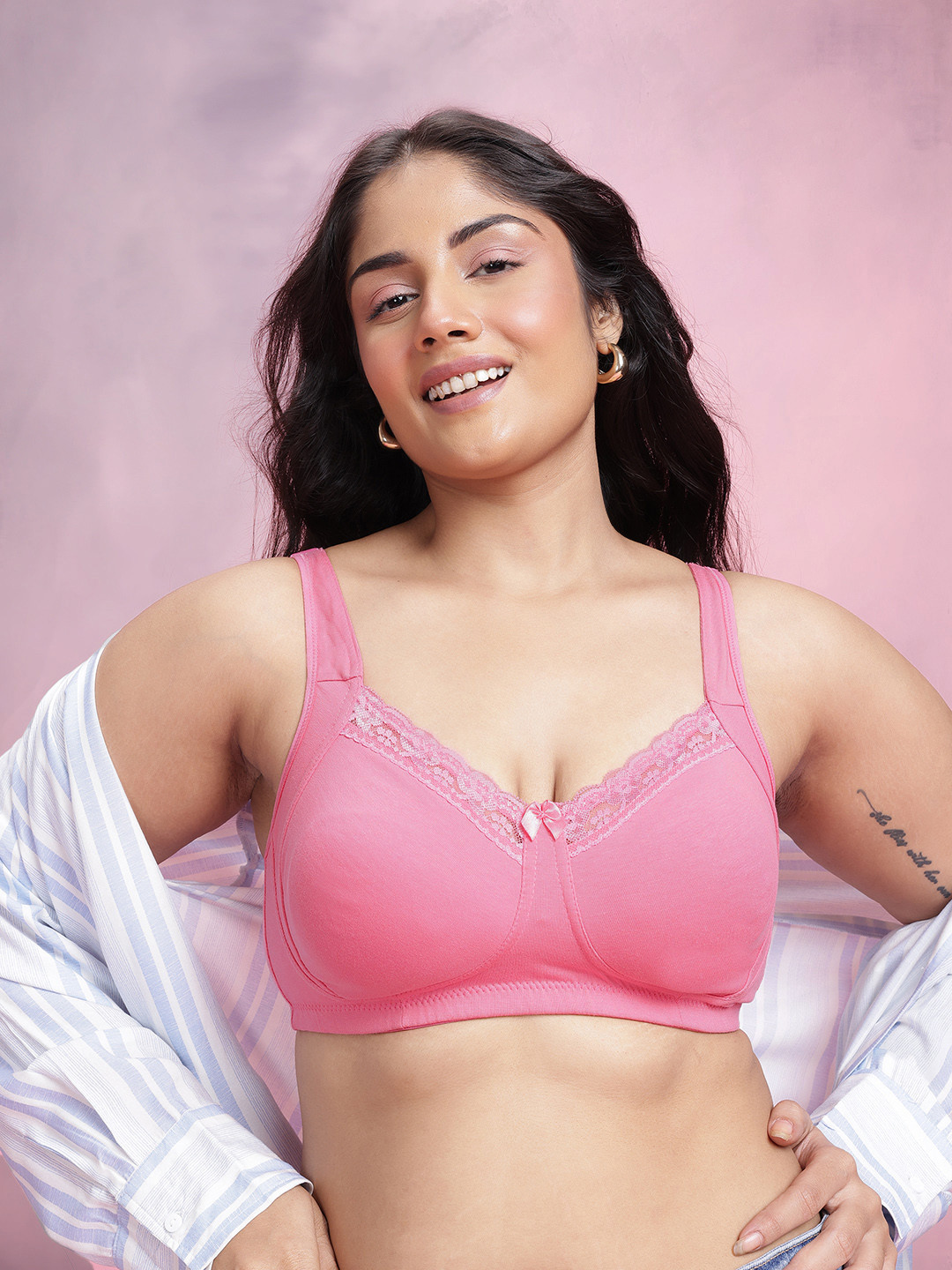 DressBerry Plus Size Medium Coverage Non-Padded Non-Wired Everyday Bra MK47-BD-TBC