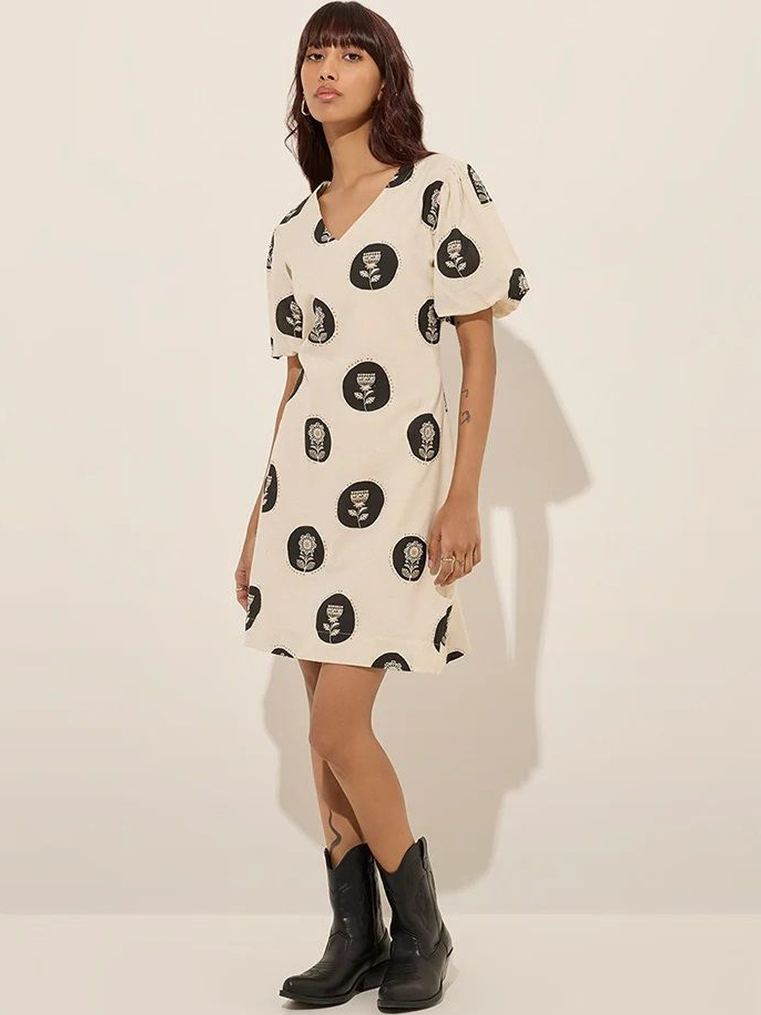 M&H Easy Floral Printed A-Line Dress