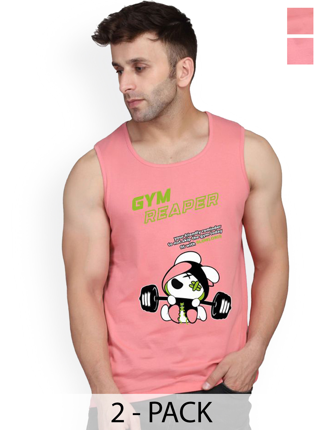 Slowloris Set Of 2 Men Cotton Fabric Printed Innerwear Vest