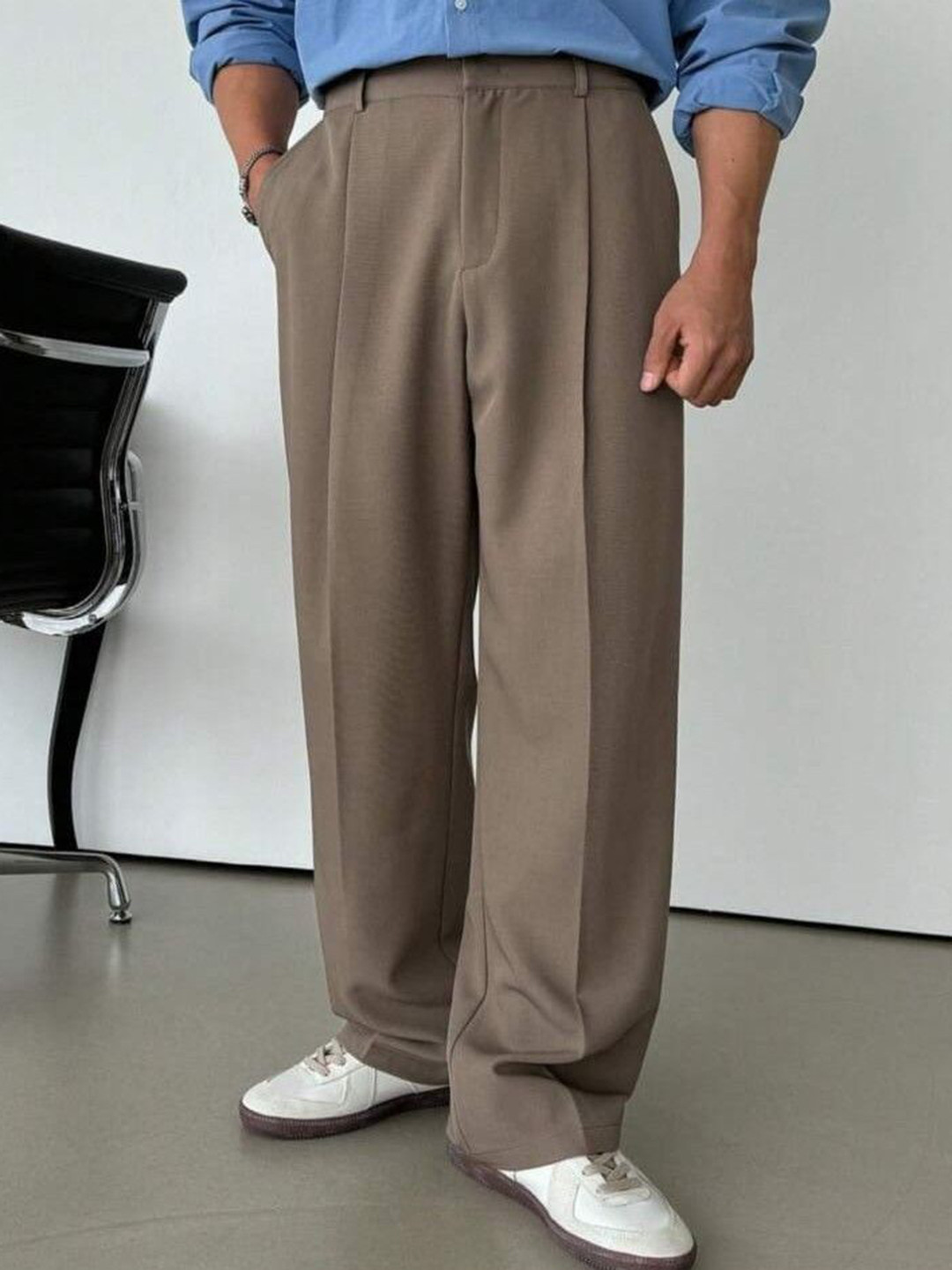 COVZ Men Korean Loose Fit Easy Wash Pleated Trousers