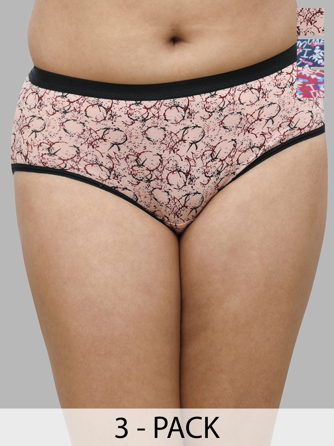 Lovable Pack Of 3 Assorted Cotton Mid-Rise Hipster Briefs 1300-1399_ASSORTED PRINTS