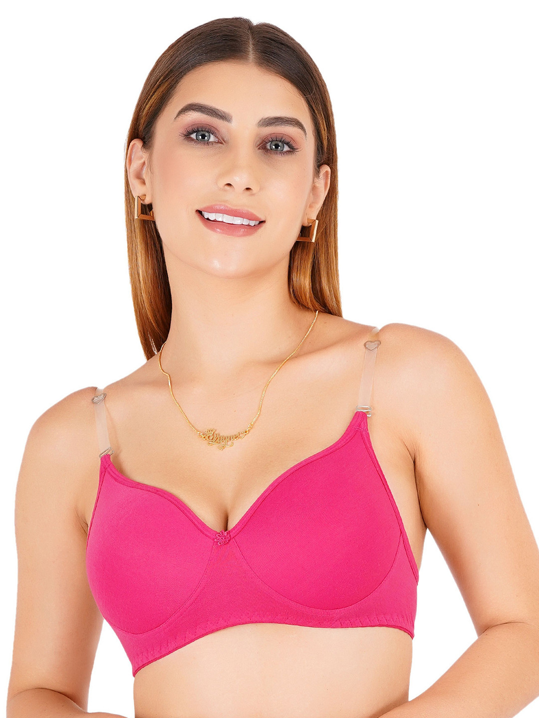 Liigne Cut and Sew Full Coverage Lightly Padded Bra With Transparent