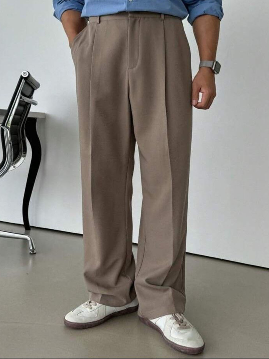 COVZ Men Korean Loose Fit Easy Wash Pleated Trousers