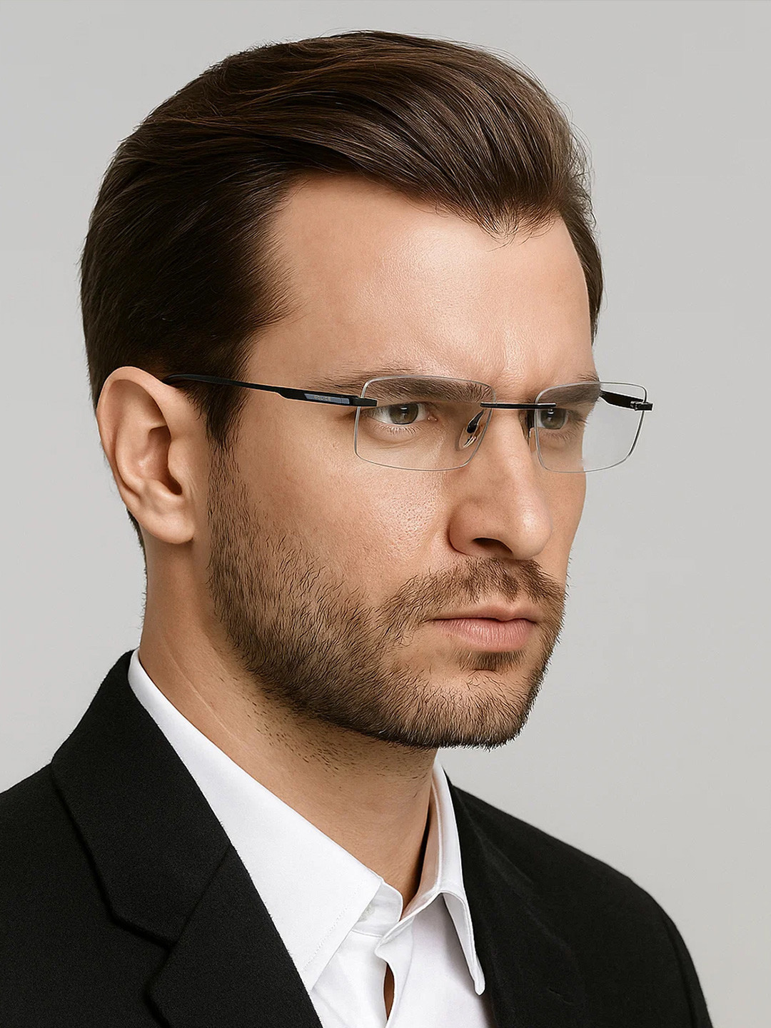 Police Men White Rimless Square Frames VPL906K54531FR