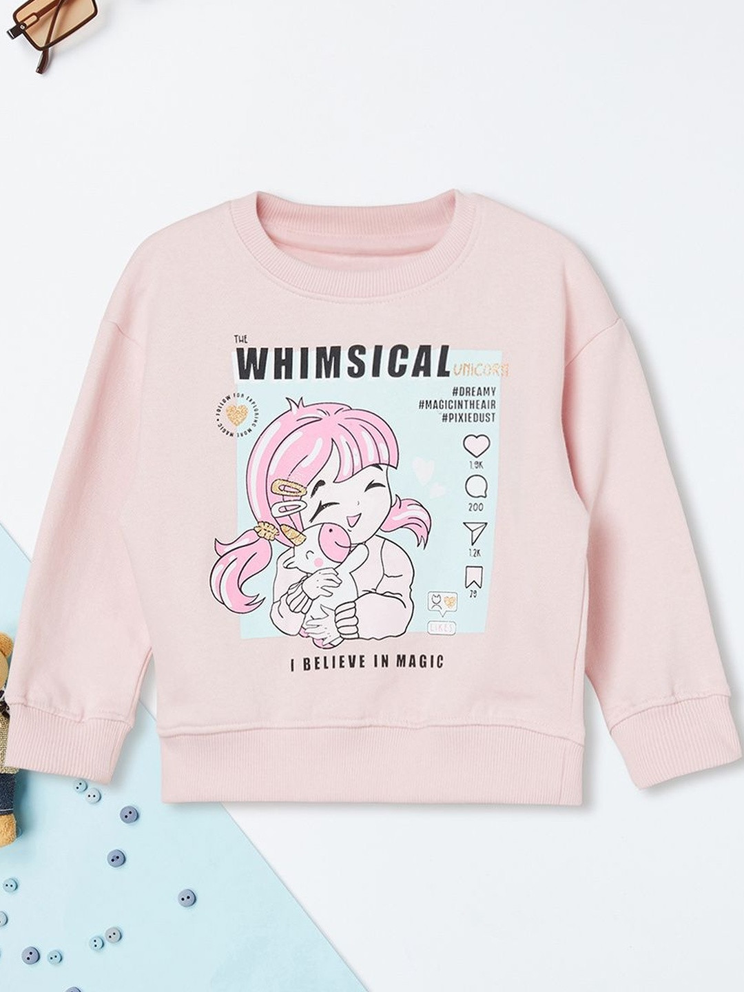 max Girls Comic Printed Round Neck  Sweatshirt