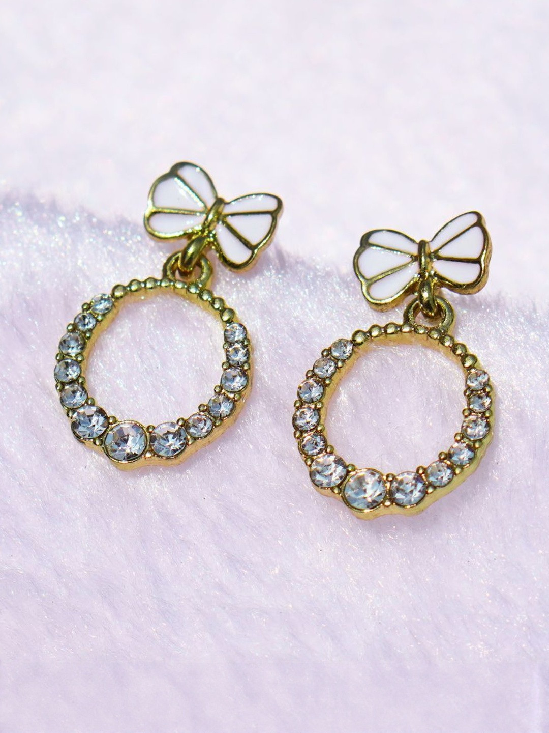 Gold Plated Style Bow Knot Drop Earrings