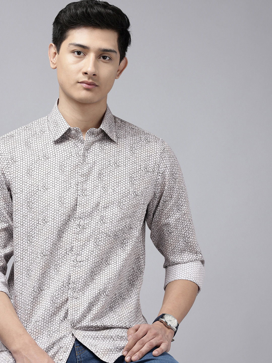 ColorPlus Pure Cotton Geometric & Tropical Printed Casual Shirt