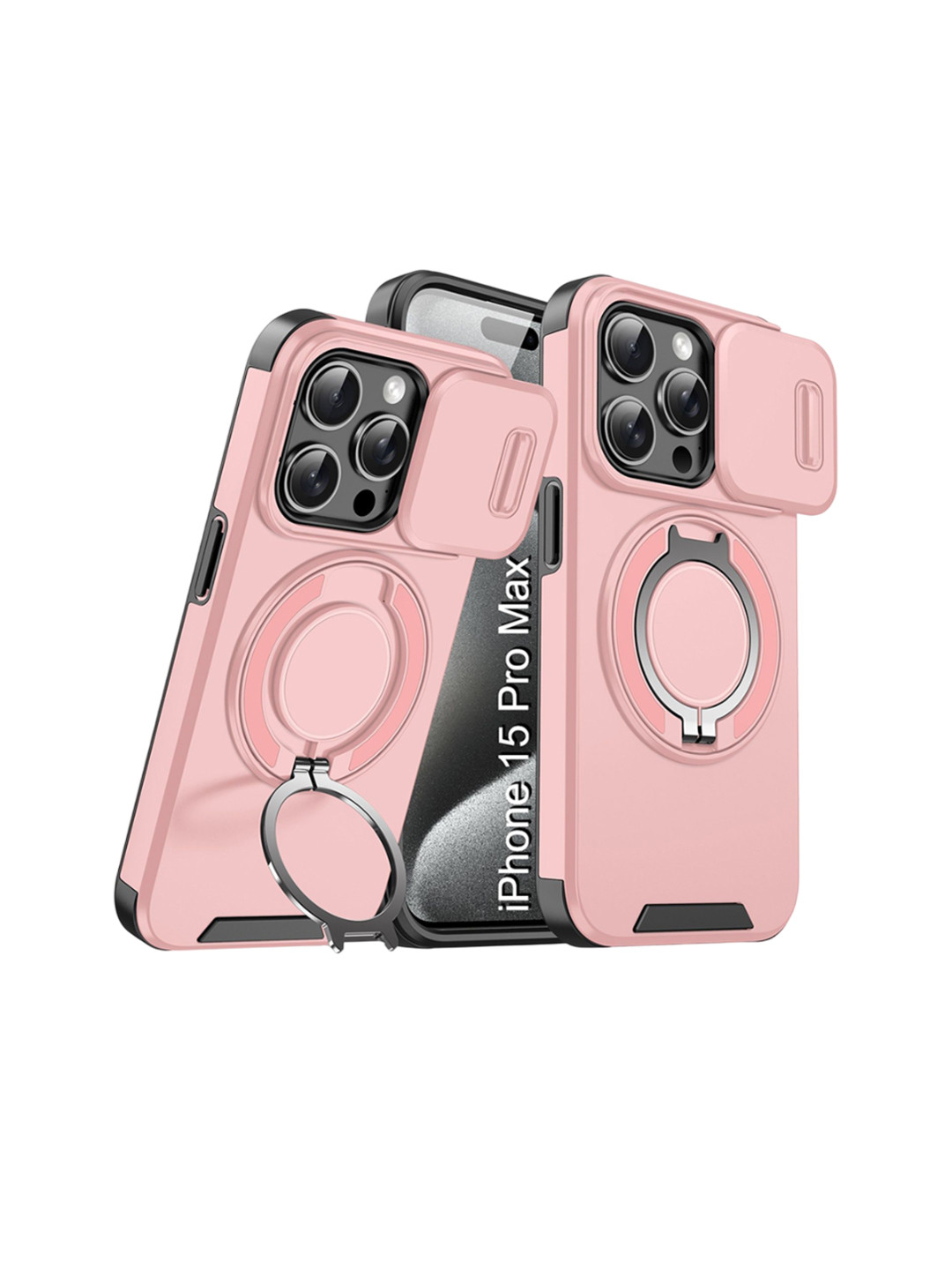 Luxury Kase Shockproof iPhone 15 Pro Max Magnetic Back Case With Slide Camera Cover