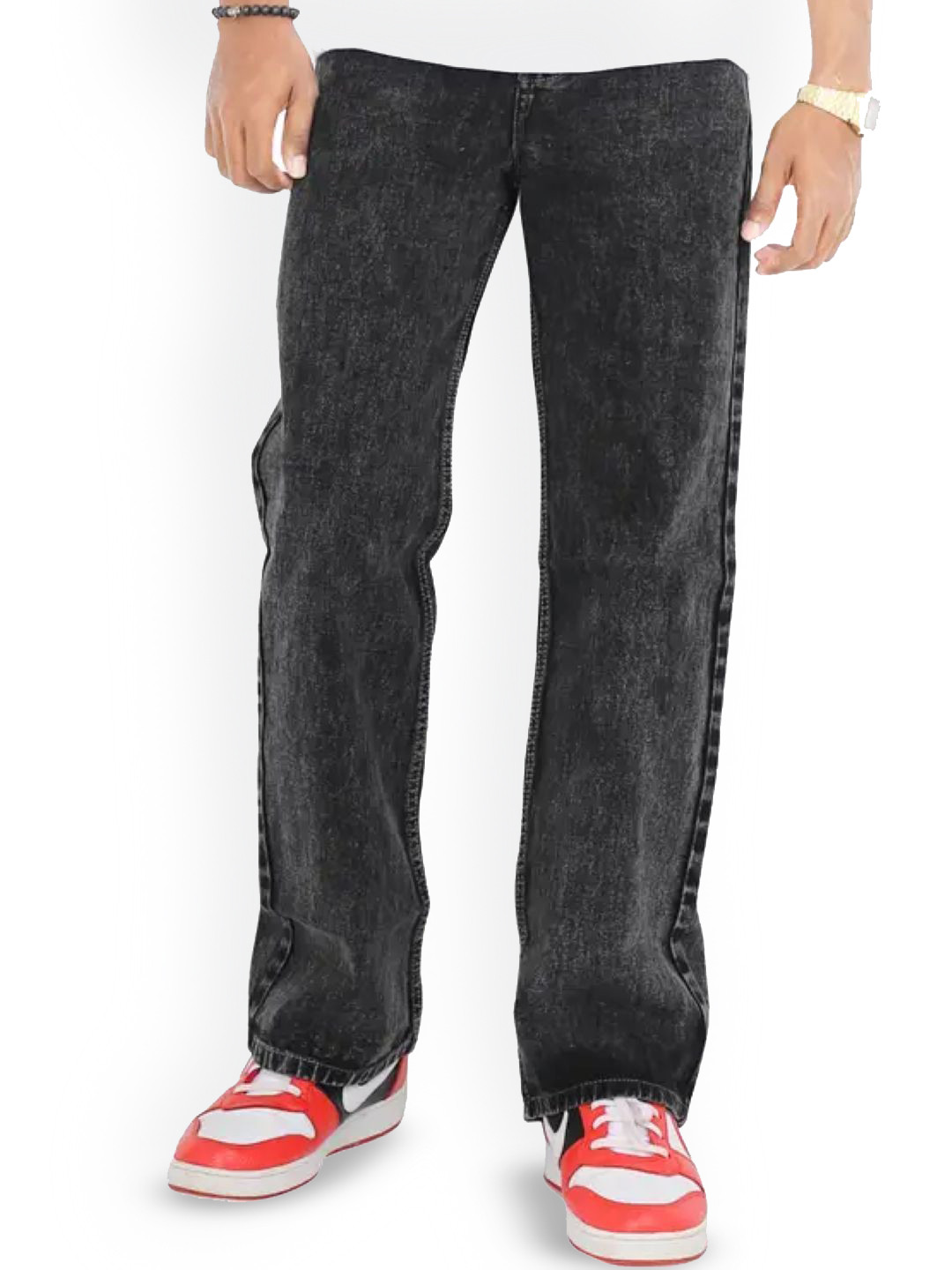 MaverIQ Men Classic Mid-Rise Baggy Fit Stretchable Denim Jeans