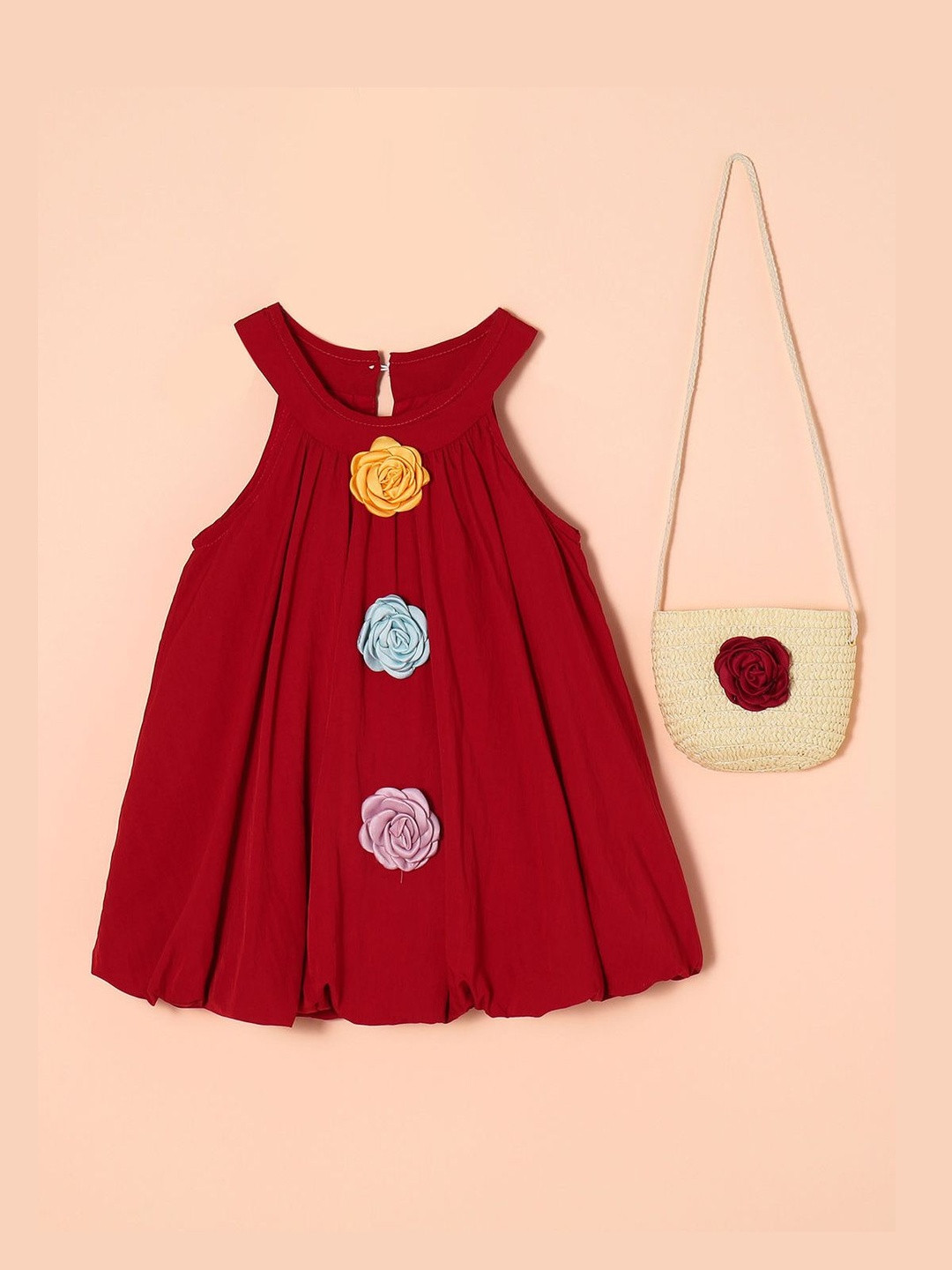Rosette Appliqu Casual Dress