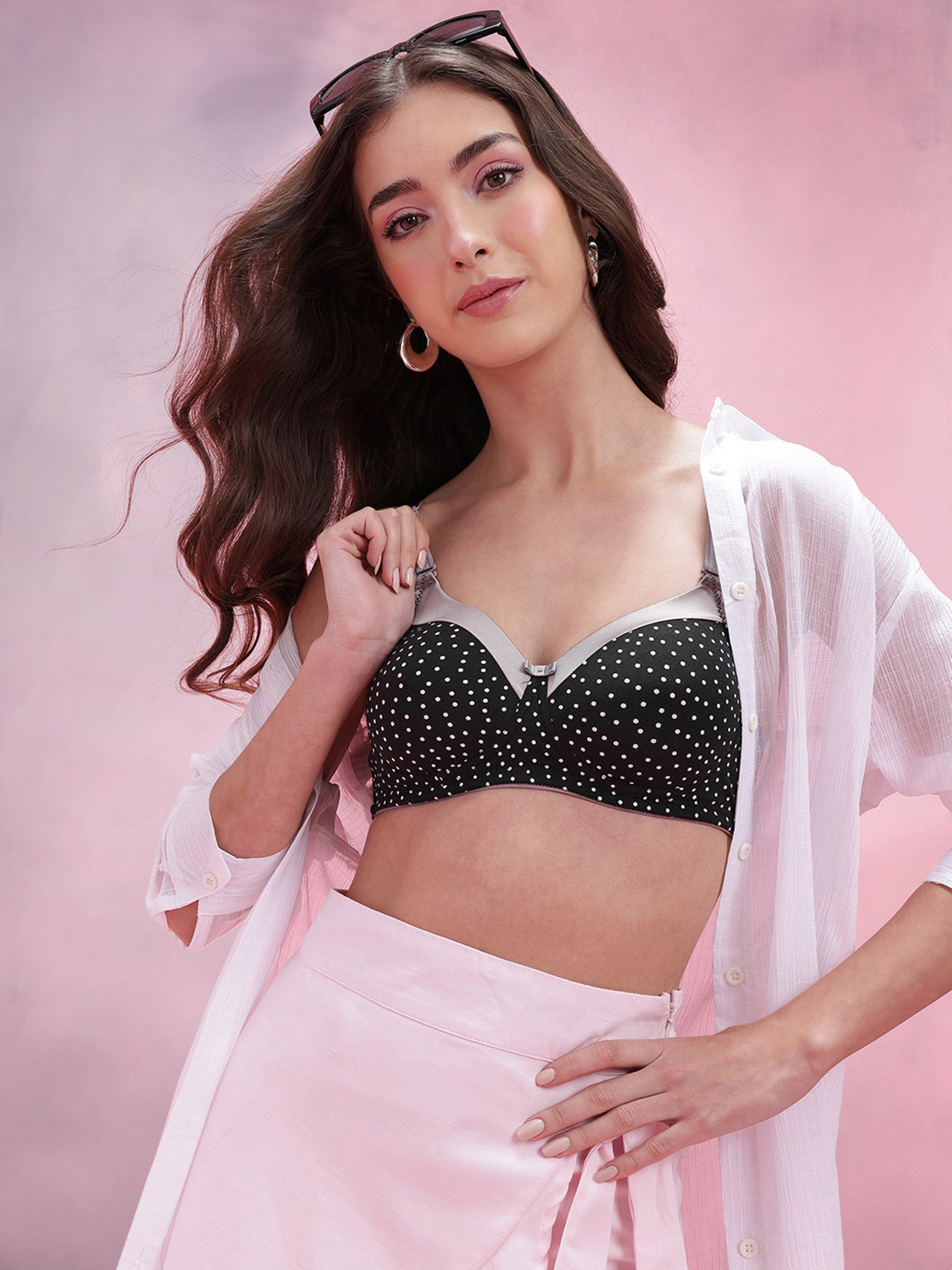 DressBerry Polka Dot Medium Coverage Lightly Padded- Bra