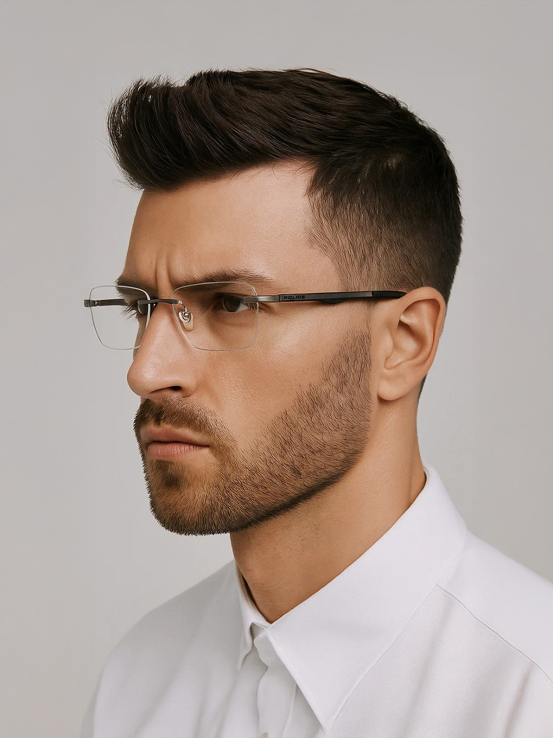Police Unisex Rimless Rectangle Frames