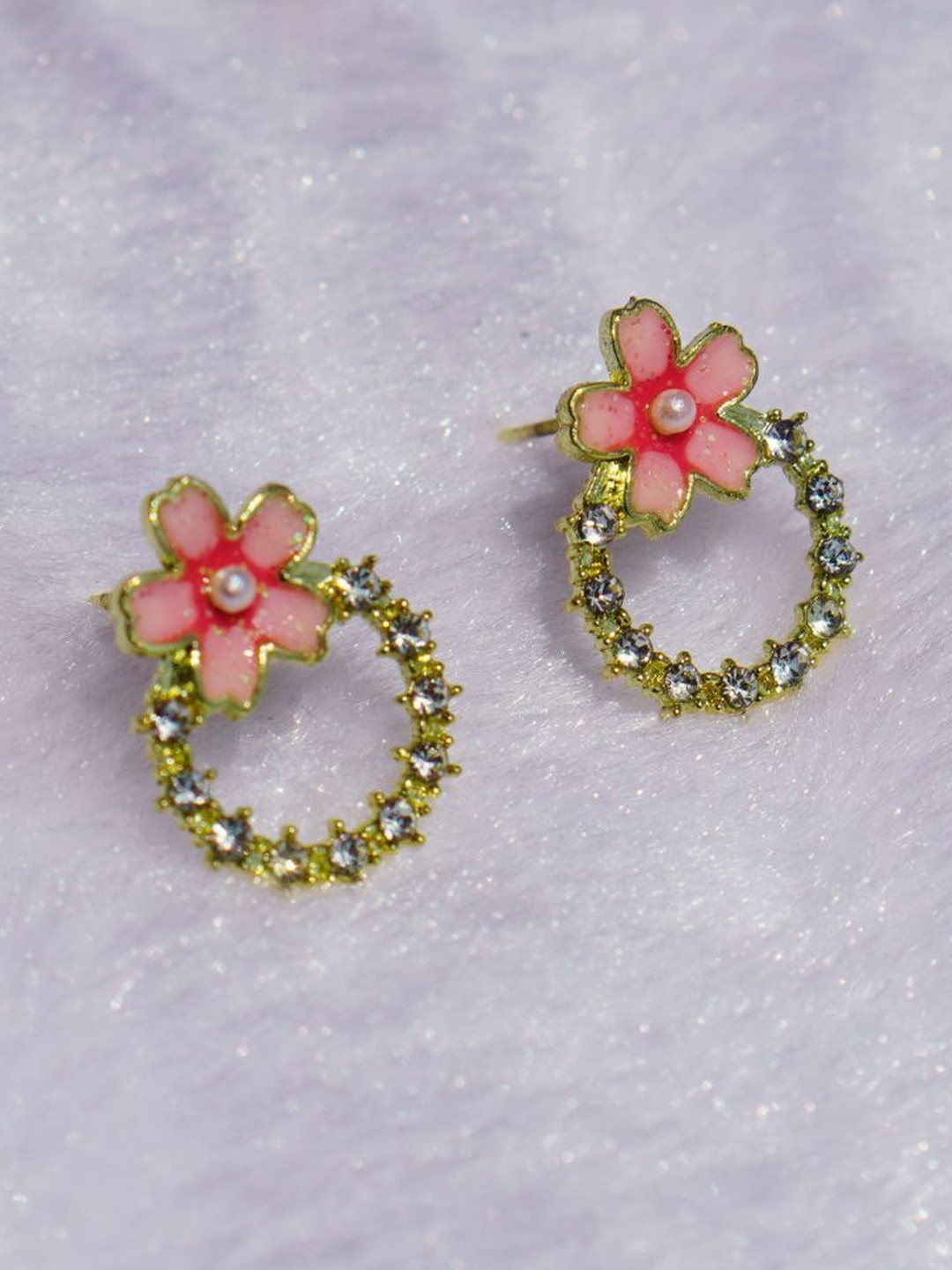 Minimalist Pink Floral Stud Earrings