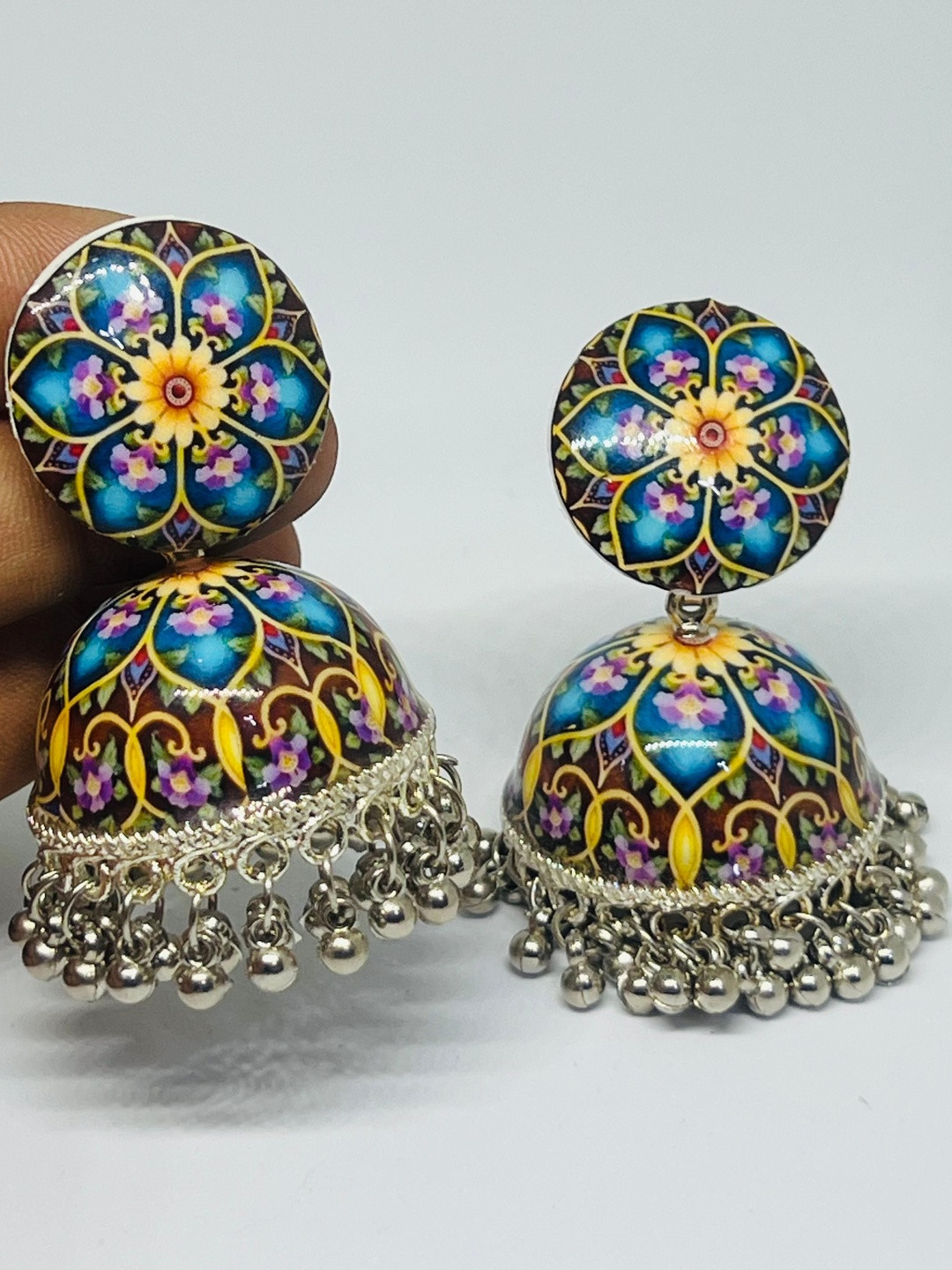 Printed Jhumki Dome Shape Earring