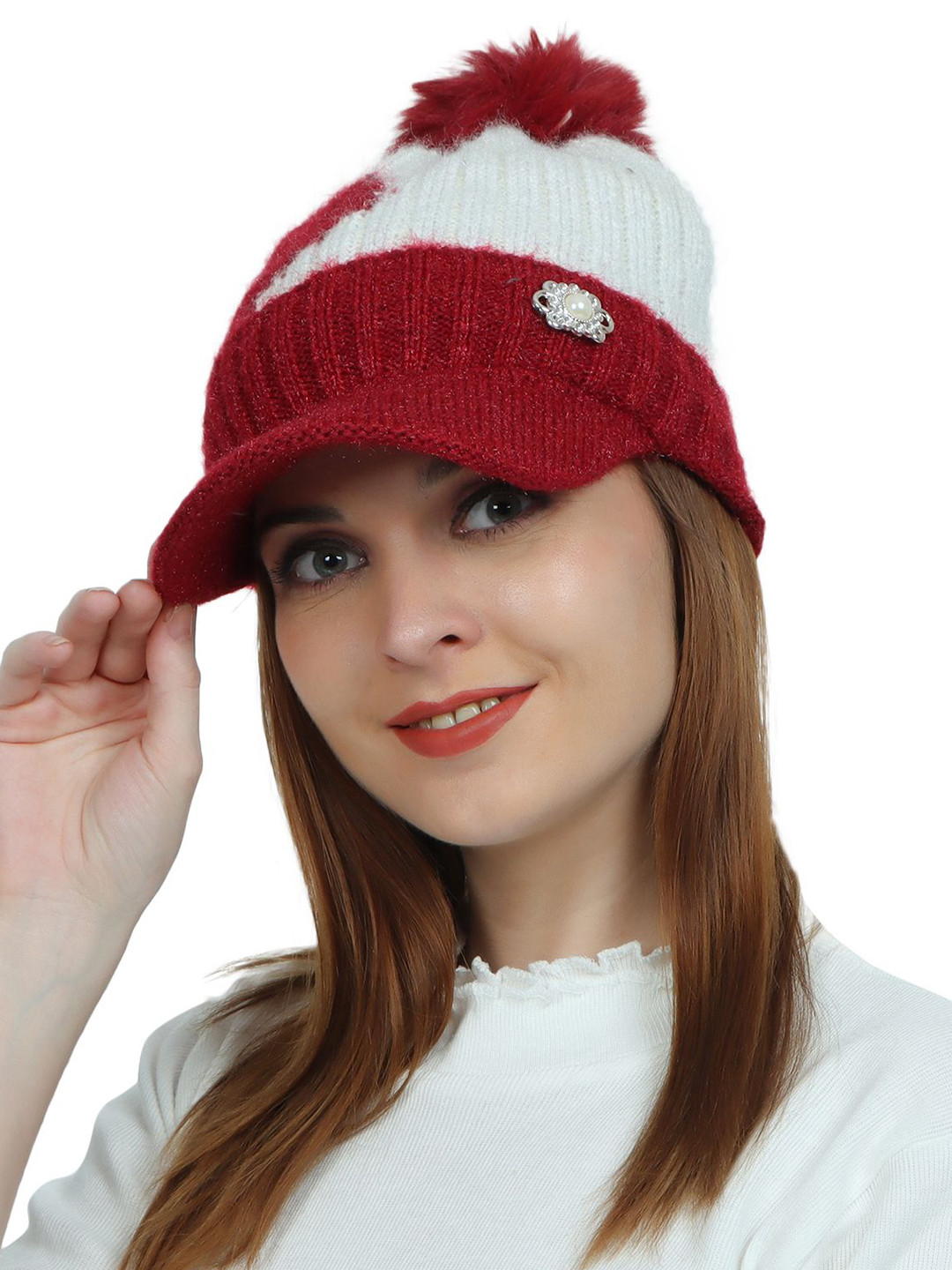 YOUTH ROBE Women Colourblocked Woollen Beanie Cap