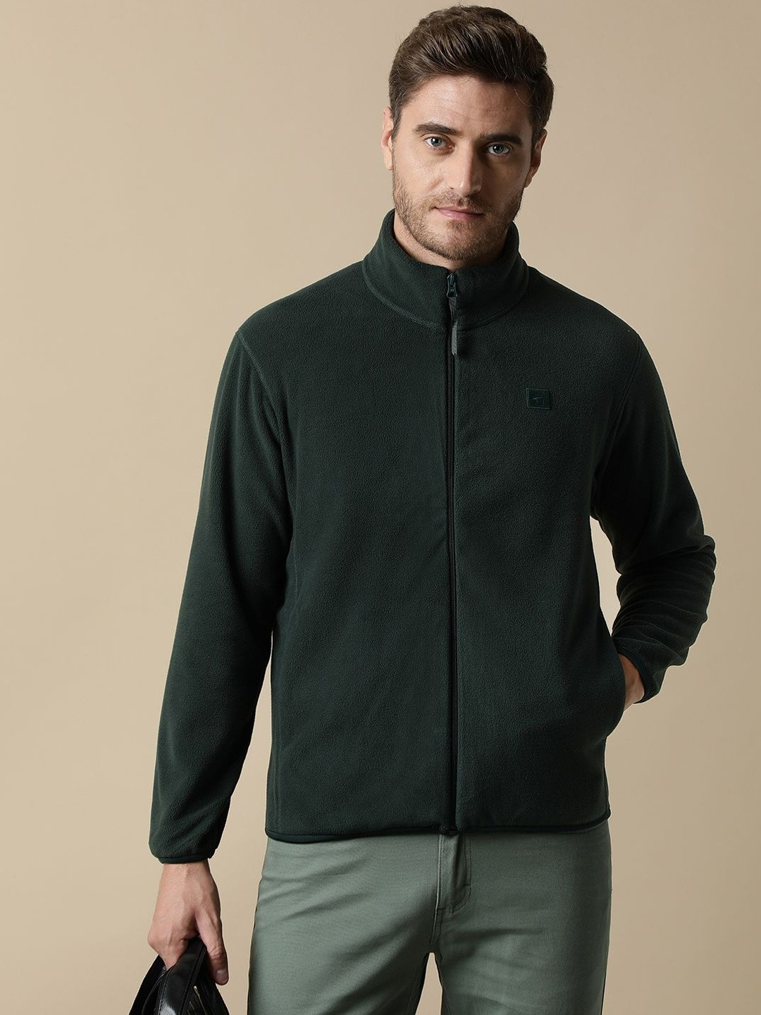 Fort Collins Winter High Neck Front-Open Cotton Sweatshirt