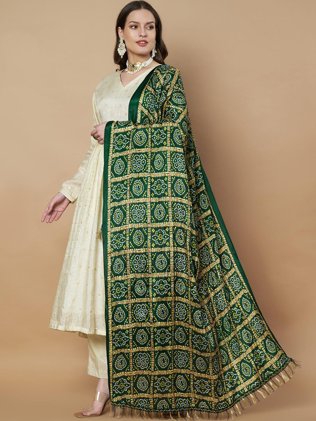 AKSHADEEP Bandhani Printed Dupatta
