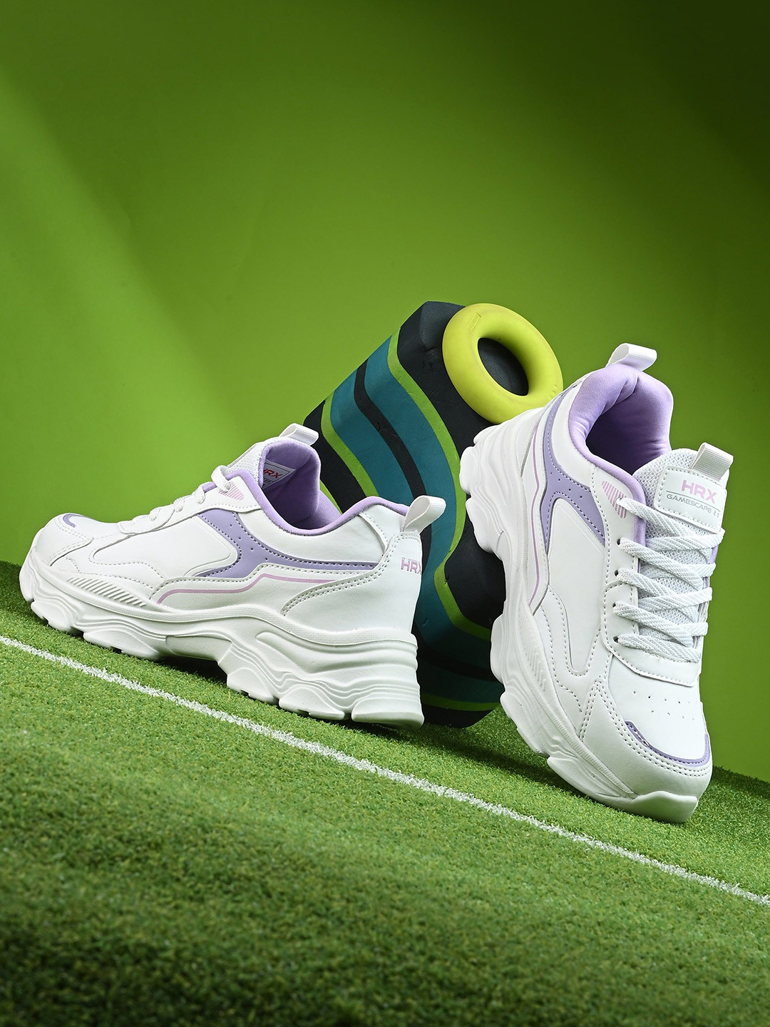 HRX by Hrithik Roshan Women White and Purple Color blocked Casual Shoes