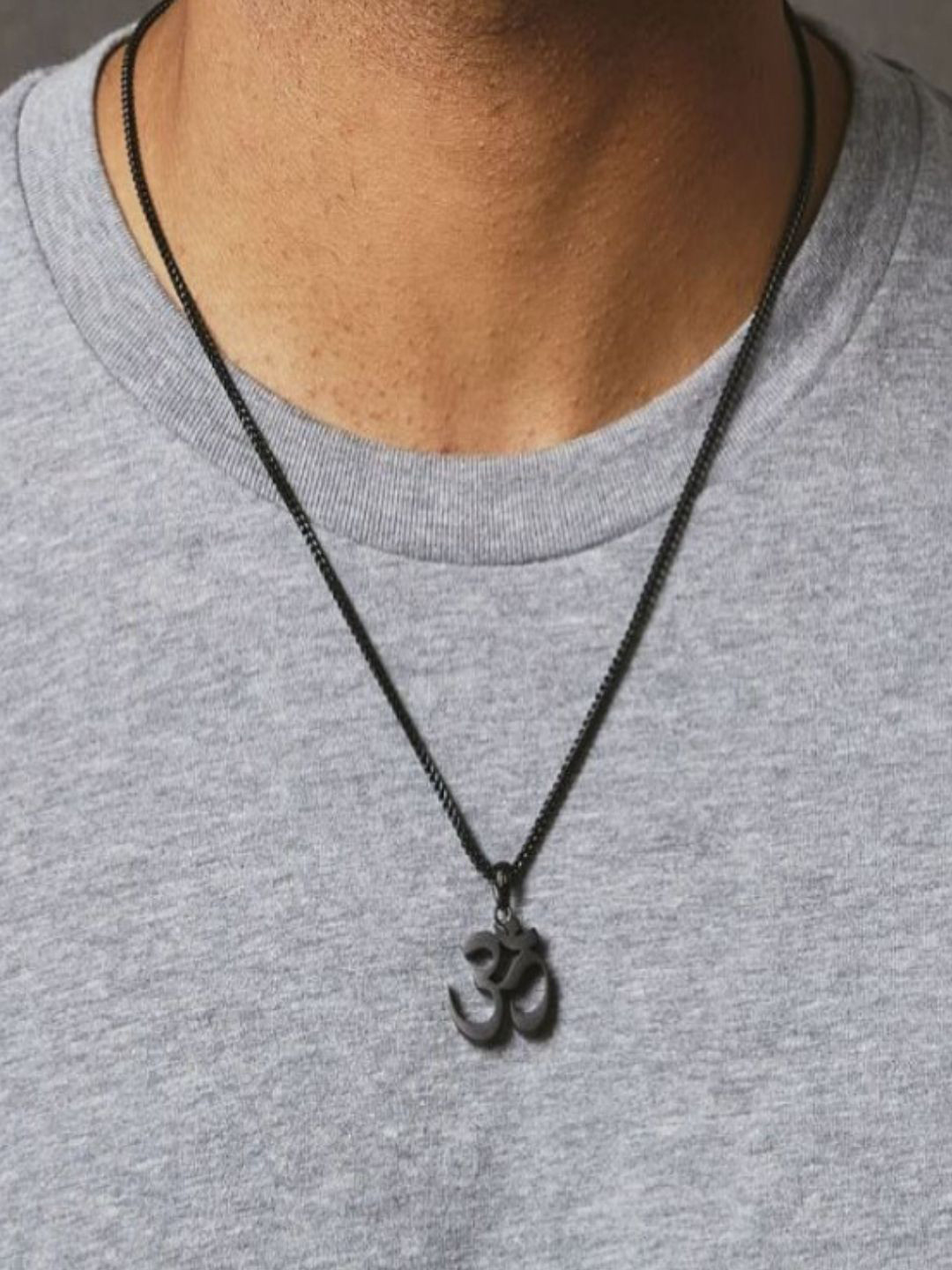 AQUASTREET Waterproof Anti-Tarnish Black Om Pendant Necklace