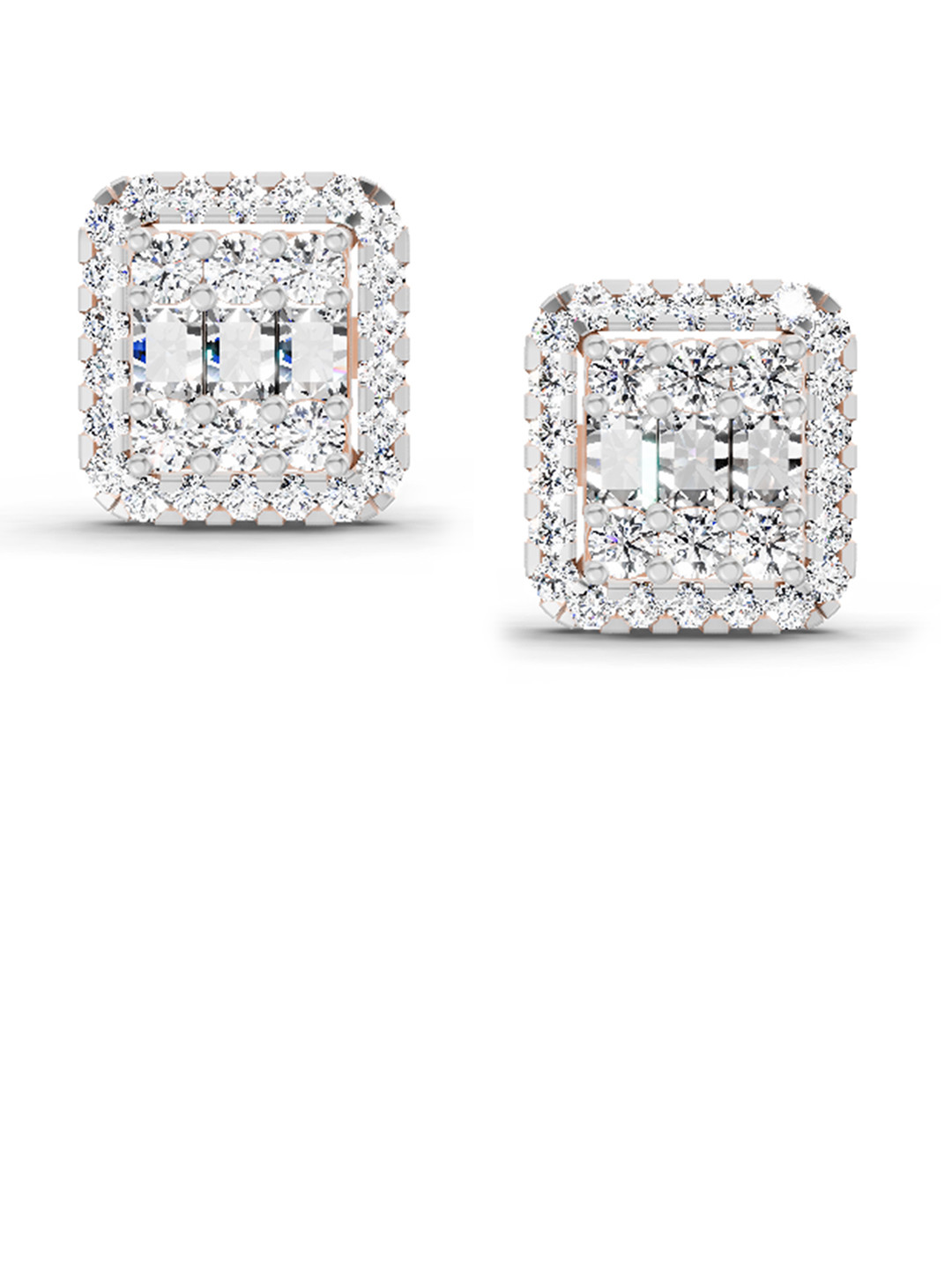 Sparkles 14K Rose Gold Lab Grown Diamond 0.45 Carat Baguette Diamond Cluster Earrings