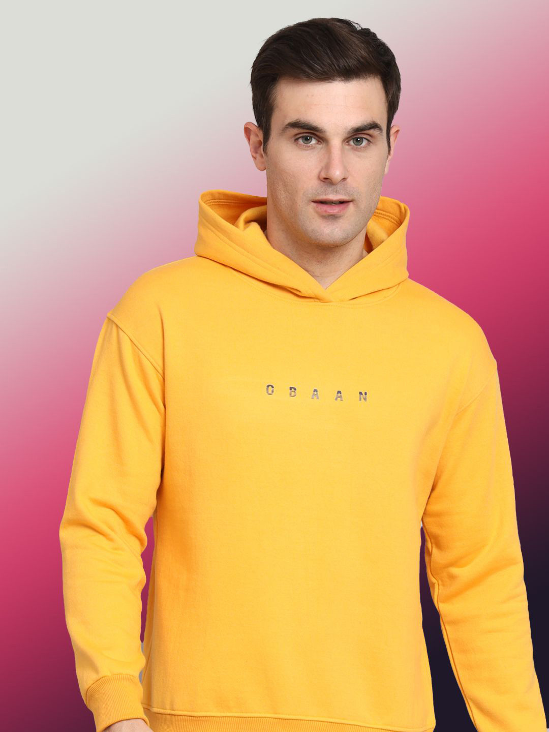Obaan Men Brand Logo Printed Hooded Sweatshirt