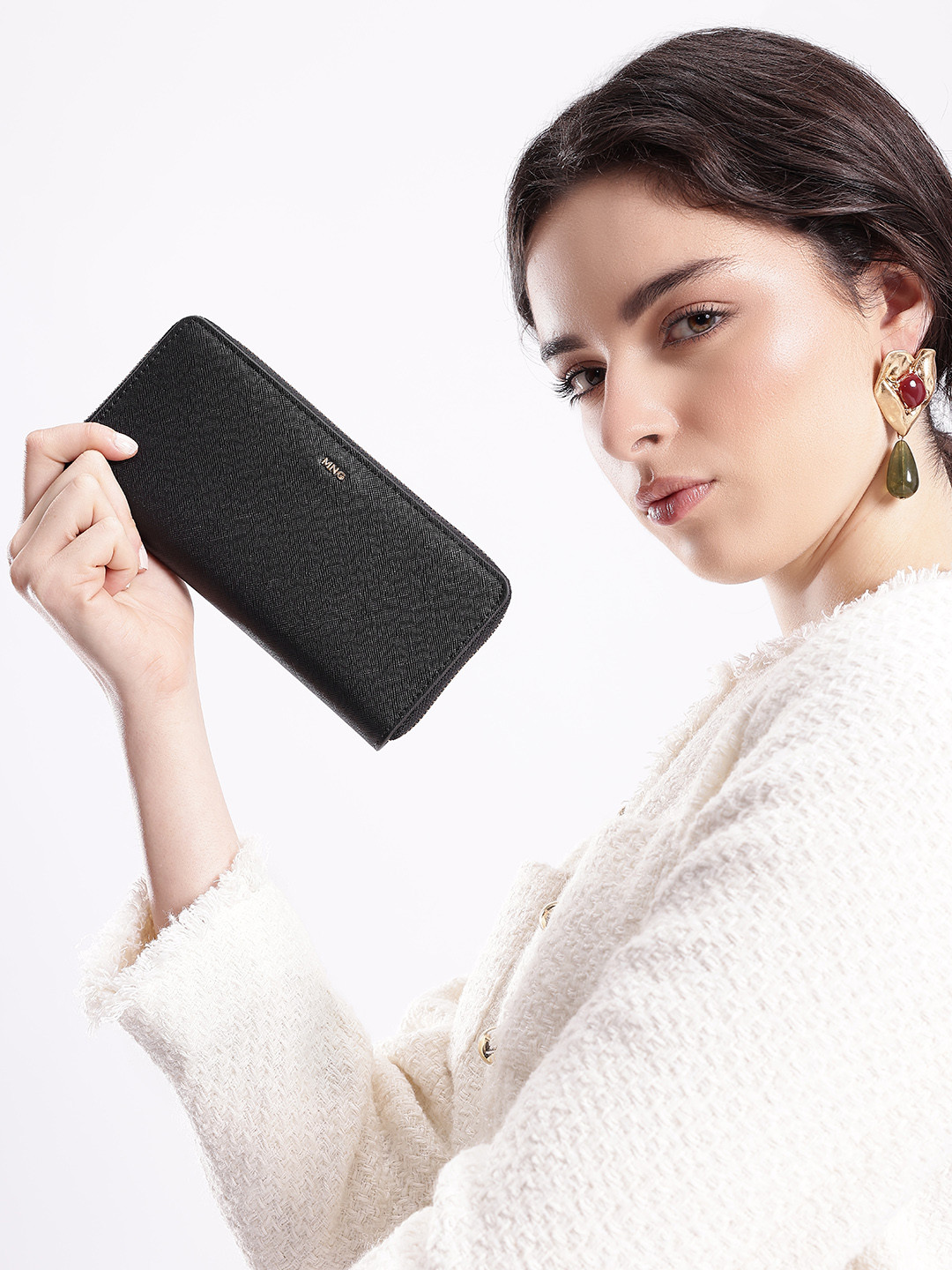 MANGO Women Textured Zip Around Wallet