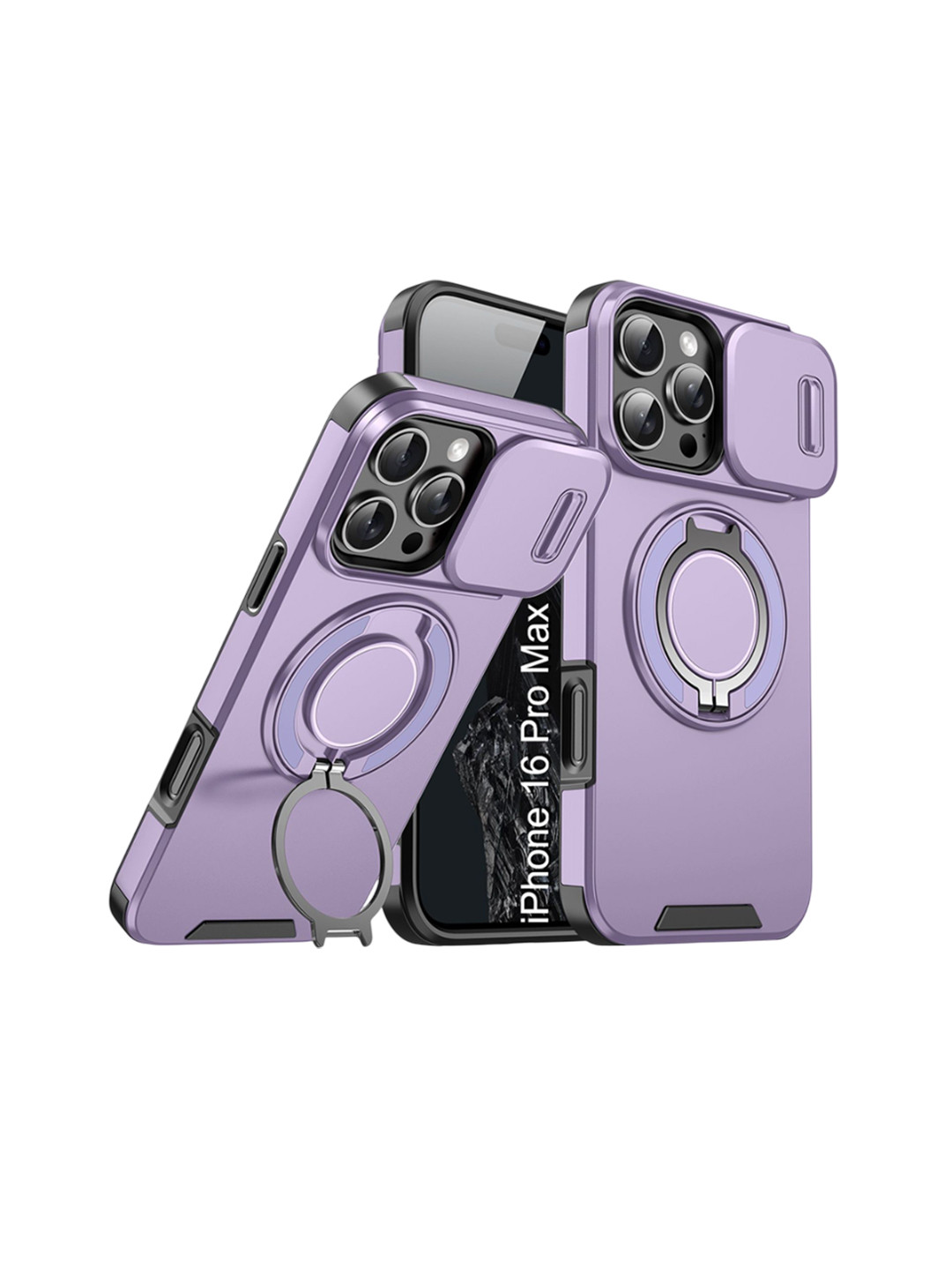 Luxury Kase Shockproof iPhone 16 Pro Max Magnetic Back Case With Slide Camera Cover