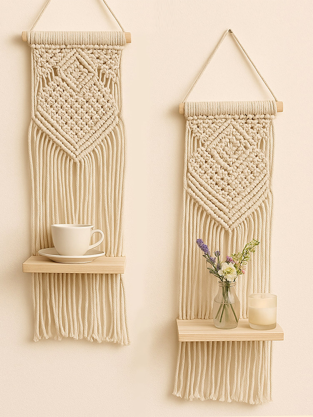 Homesake Fabric Hanging Hall 2Pcs Tapestries & Macrame-31.5In