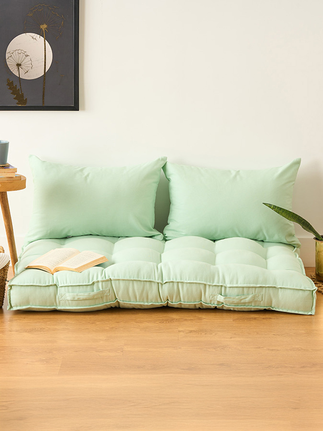 SKANDA FAB Sea Green Rectangle Shaped Pure Cotton Pre-FilledCushions