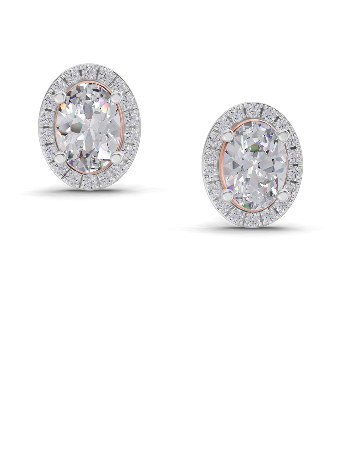 Sparkles 14KT Rose Gold Earrings With 2.25 Carat Lab Grown Diamonds- 1.37  g