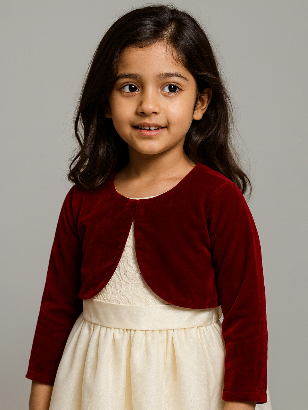 KidsDew Girls V-Neck Crop Velvet Shrug