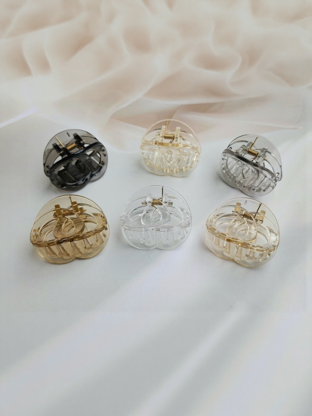 DIVASTRI Women Set of 6 Transparent & Tinted Oval Hair Claw Clips