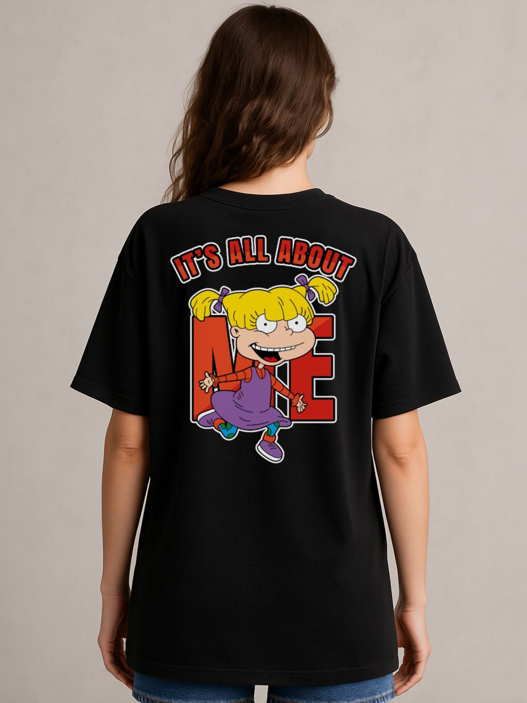 Anikmart Women Rugrats Dri-FIT Graphic Printed Round Neck Cotton Oversized T-shirt