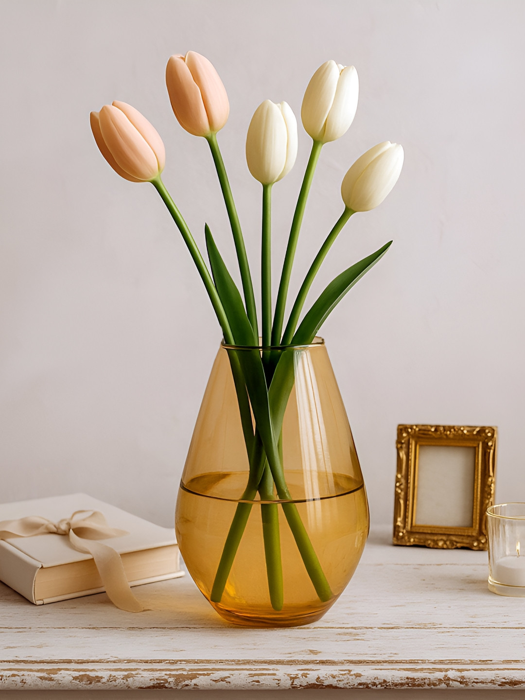 Homesake Brown Pot Shaped Flower Plants Glass Vase