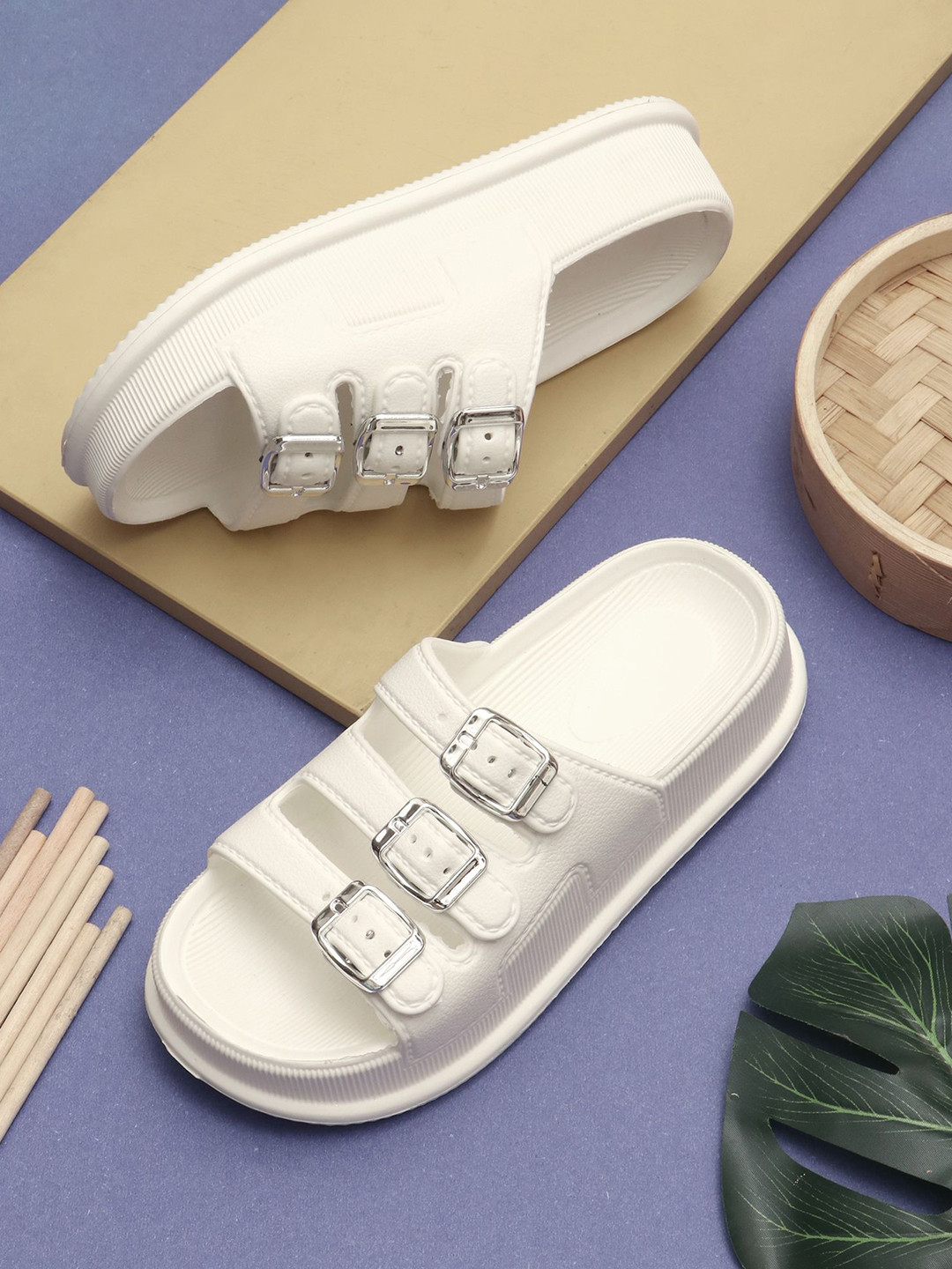 glitchez Womens Flip-Flops Sliders with Dual Strap Design