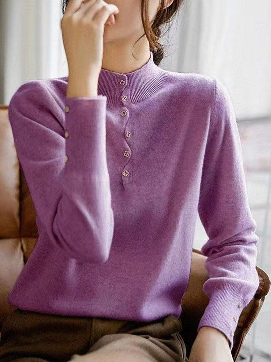 StyleCast Mock Neck Cotton Top