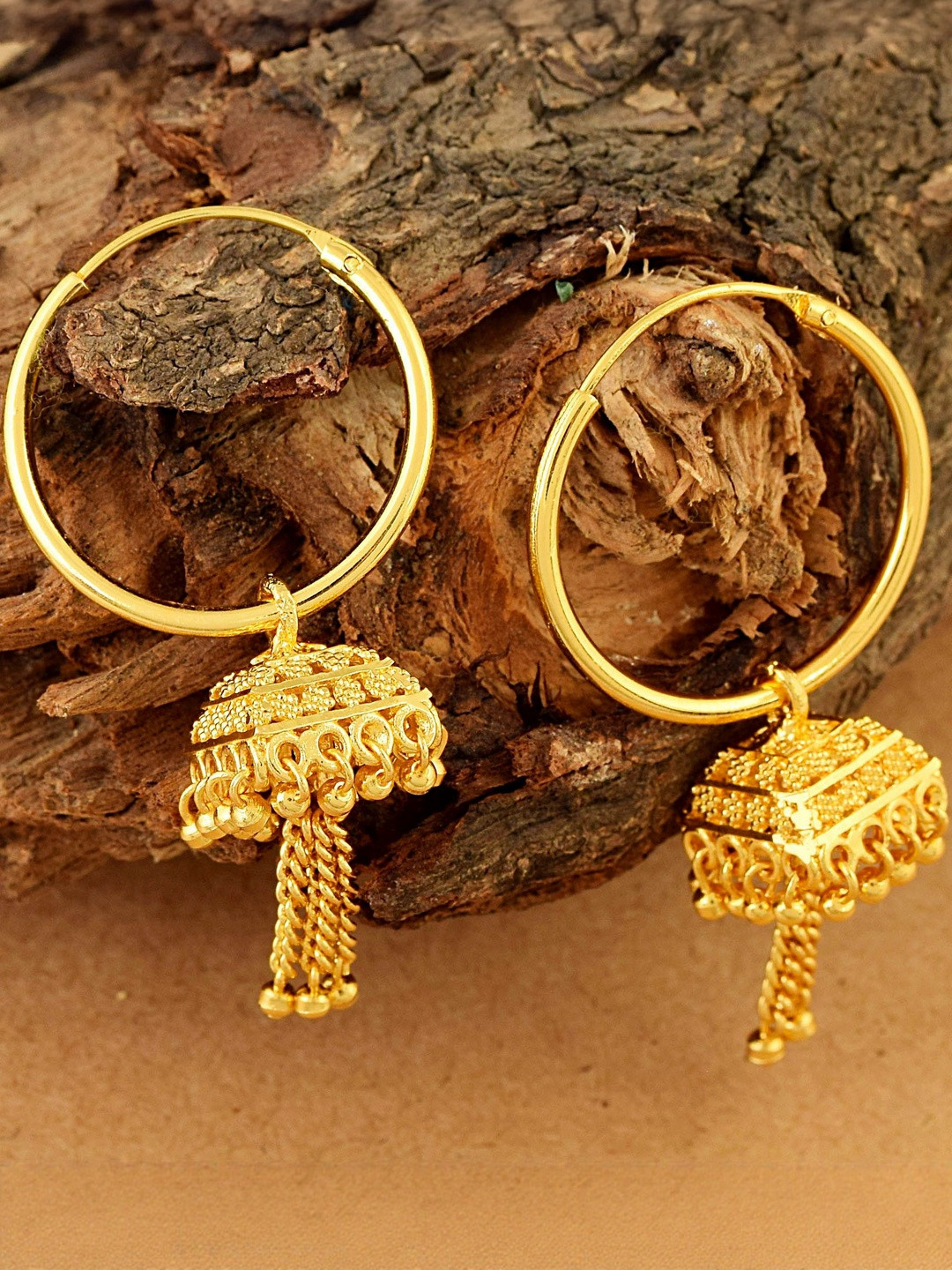 Gold Plated Triple head Faux Kundan Traditional long Jhumki for Women