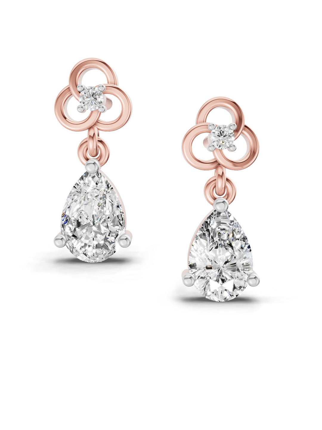 Sparkles 14K Rose Gold Lab Grown Diamond 1.22 Carat Pear Shape Dangle Diamond Earrings