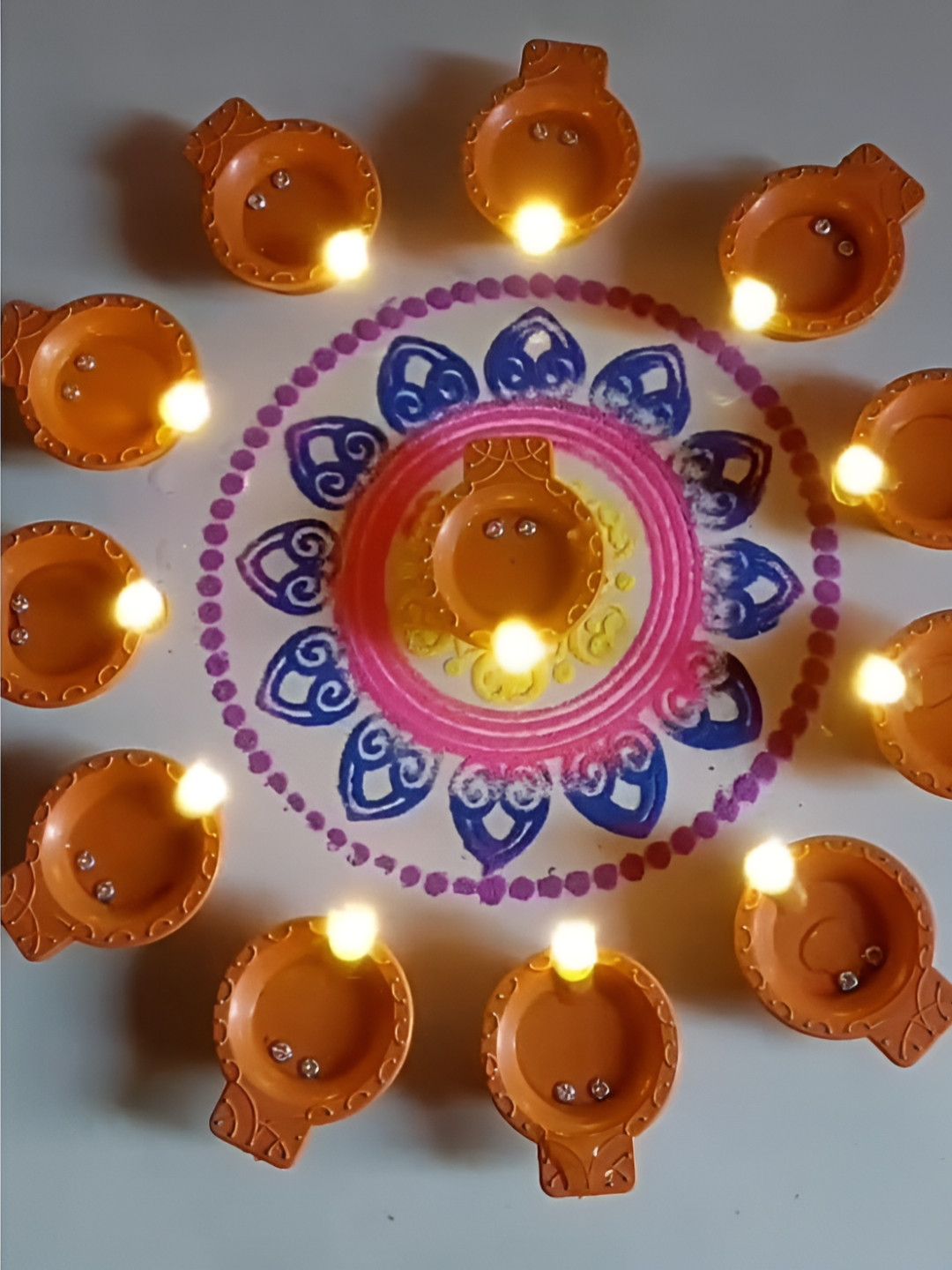 CraftVatika Brown 12 Pieces Textured LED Water Diyas