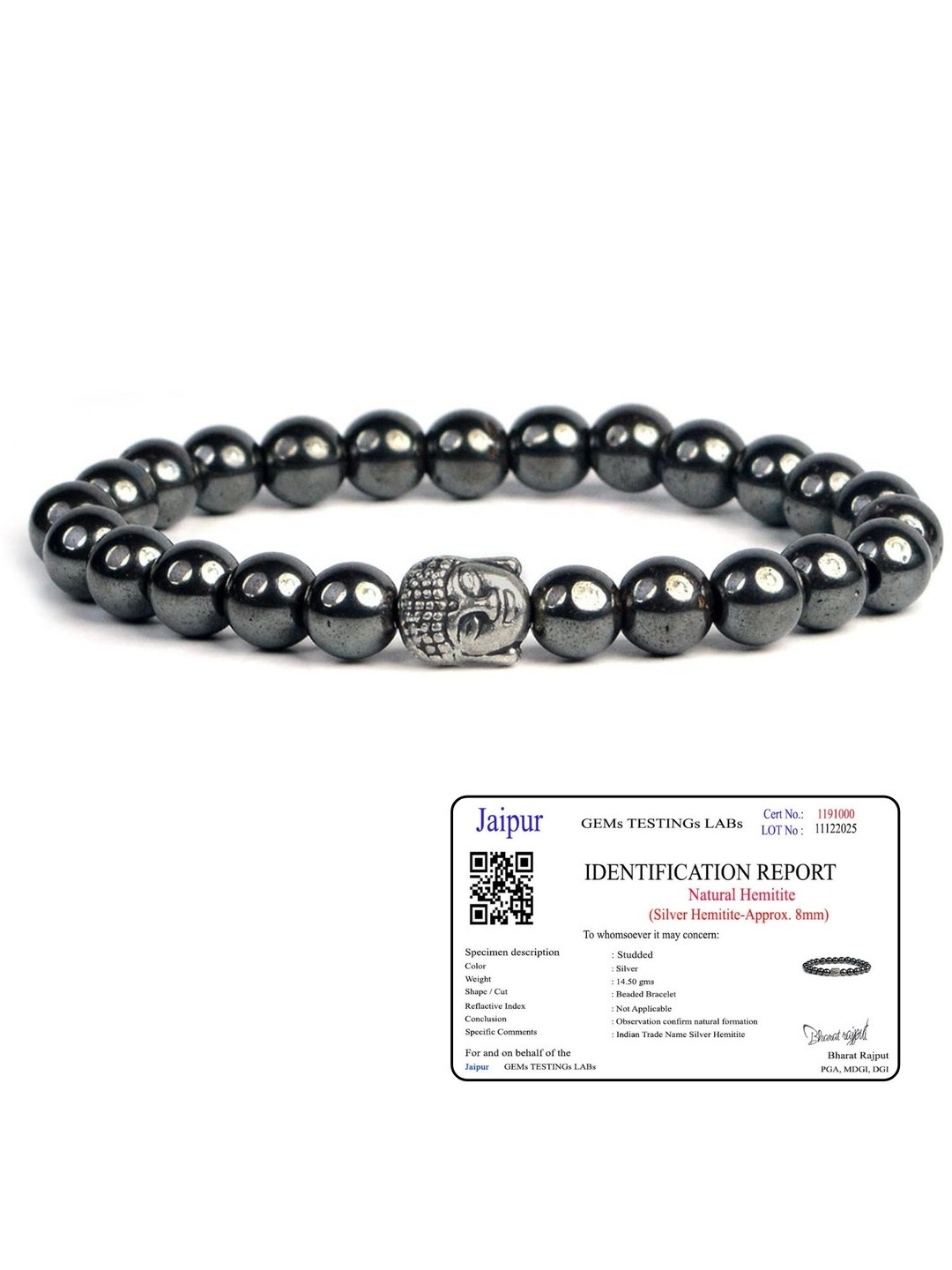 SENROAR Unisex Silver Hemitite Elasticated Bracelet